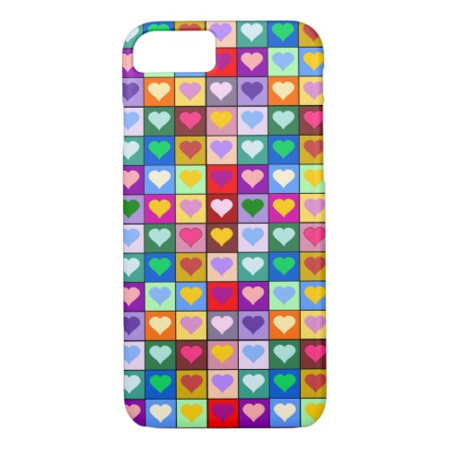 Colorful Heart Squares iPhone 87 Case