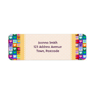 Colorful Heart Squares Label