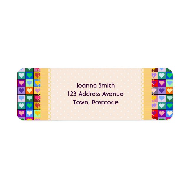 Colorful Heart Squares Label (Front)