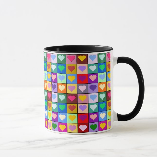 Colorful Heart Squares Mug (Right)