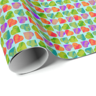 Colorful Heart Tessellation Psychedelic Pop Art  Wrapping Paper