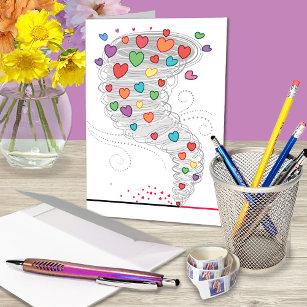 Colorful Heart Tornado Valentine Holiday Card