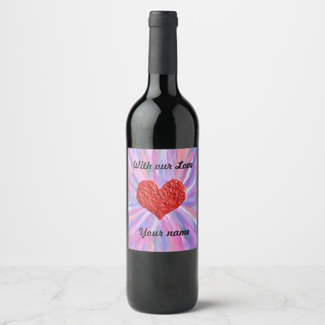 Colorful Heart Wine Label (Front)