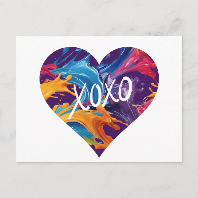 Colorful Heart XOXO- Postcard (Front)