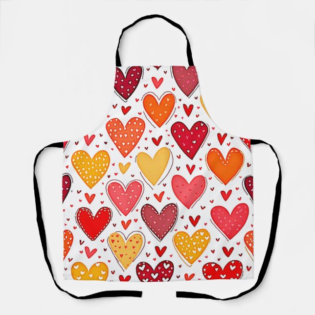 Colorful Heartfelt Love Pattern Design Apron (Front)