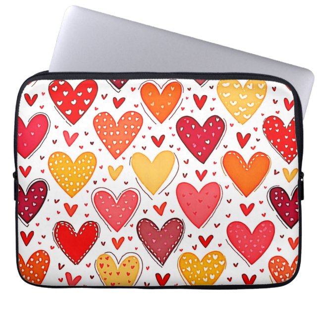 Colorful Heartfelt Love Pattern Design Laptop Sleeve (Front)