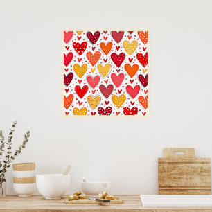 Colorful Heartfelt Love Pattern Design Poster