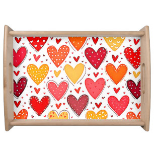 Colorful Heartfelt Love Pattern Design Serving Tray