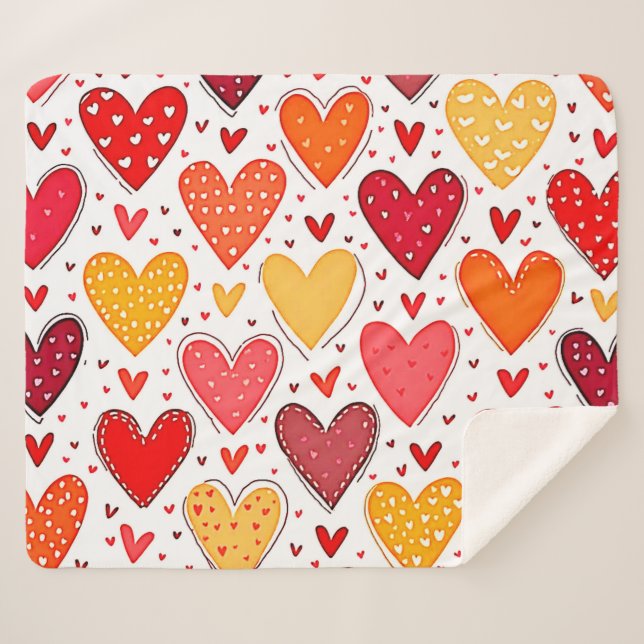 Colorful Heartfelt Love Pattern Design Sherpa Blanket (Front (Horizontal))