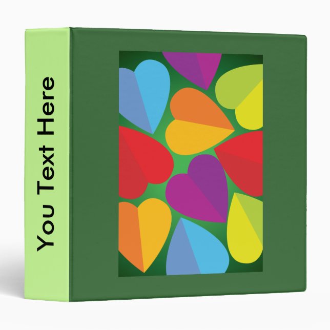 Colorful Hearts 3 Ring Binder (Front/Spine)