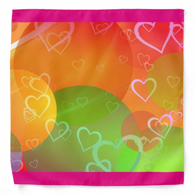 Colorful Hearts and Balloons Abstract Design Bandana (Front)