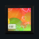 Colorful Hearts and Balloons Abstract Design Keepsake Box<br><div class="desc">This abstract design is a whimsical happy pattern with lots of cheerful hearts and balloons floating and bobbing along created with a mixture of joyful colors. Personalize with initials.</div>