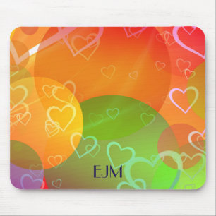 Colorful Hearts and Balloons Abstract Design Mouse Pad