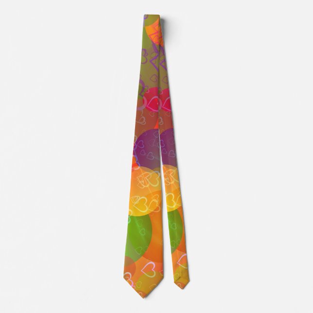 Colorful Hearts and Balloons Abstract Design Neck Tie (Front)