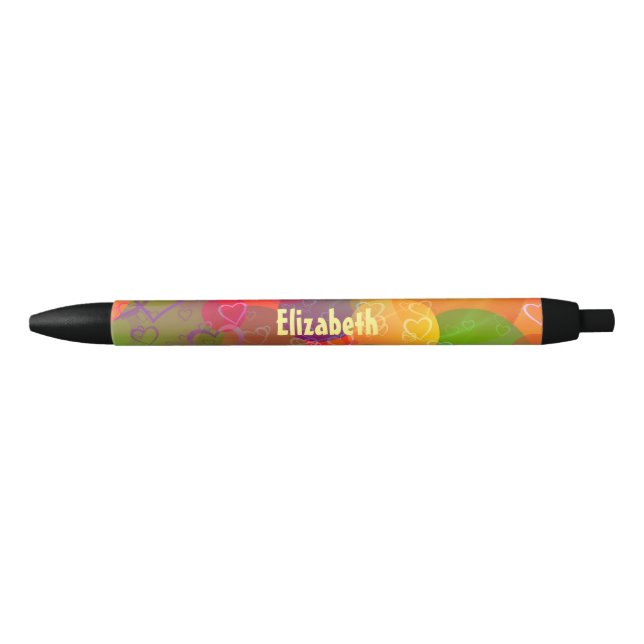 Colorful Hearts and Balloons Abstract Design Pen (Front)