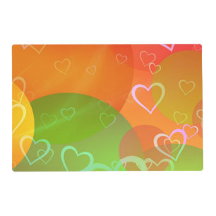 Colorful Hearts and Balloons Abstract Design Placemat