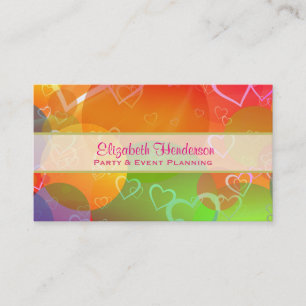 Colorful Hearts and Balloons Pattern Business Card