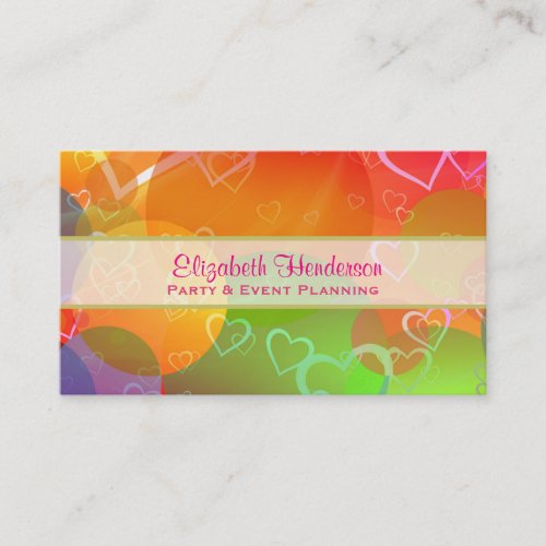 Colorful Hearts and Balloons Pattern Business Card