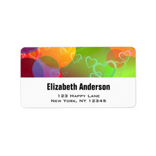 Colorful Hearts and Balloons Pattern Label