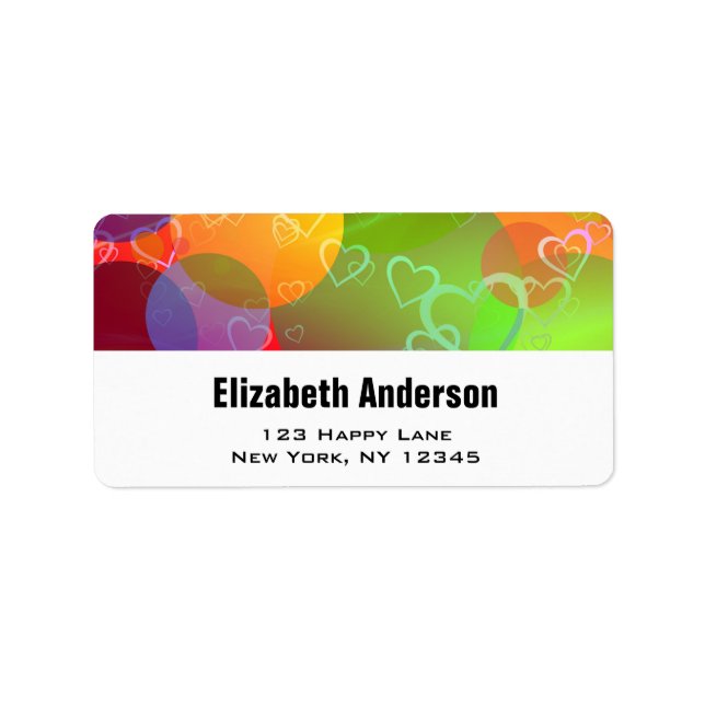 Colorful Hearts and Balloons Pattern Label (Front)