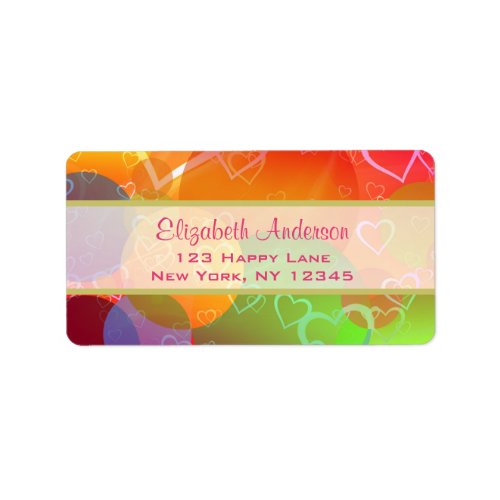Colorful Hearts and Balloons Pattern Label