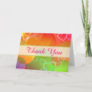 Colorful Hearts and Balloons Pattern Thank You Card