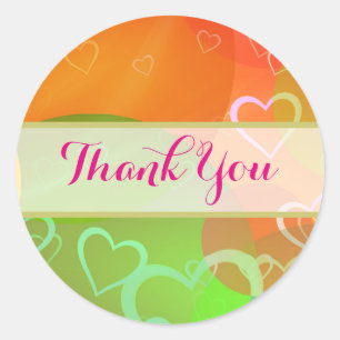 Colorful Hearts and Balloons Thank You Classic Round Sticker