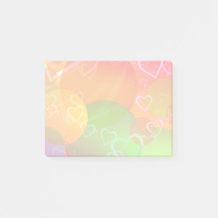 Colorful Hearts and Circles Pattern Post-it Notes