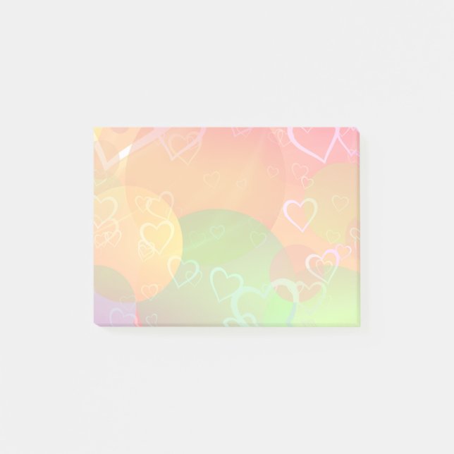 Colorful Hearts and Circles Pattern Post-it Notes (Front)