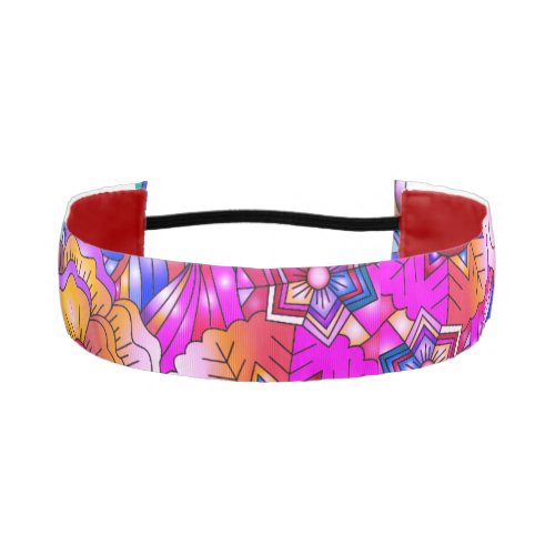 Colorful Hearts and Flowers Abstract Pattern Athletic Headband