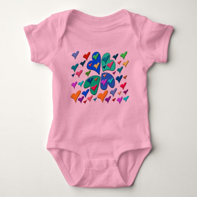 Colorful Hearts Baby Bodysuit (Front)