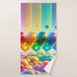 Colorful Hearts Bath Towel