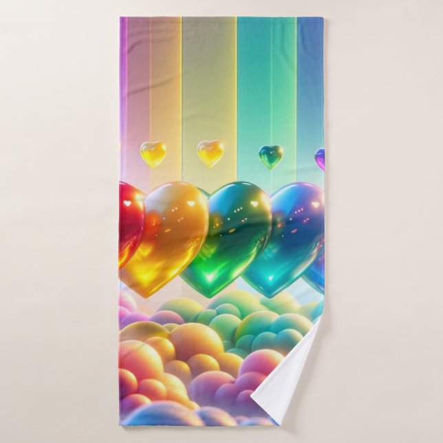 Colorful Hearts Bath Towel (Bath Towel)