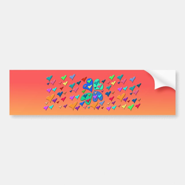 Colorful Hearts Bumper Sticker (Front)