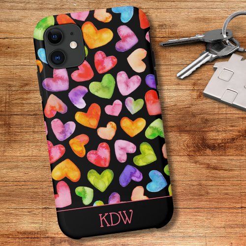 Colorful Hearts  iPhone 11 Case
