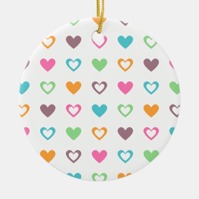 colorful hearts ceramic ornament (Front)
