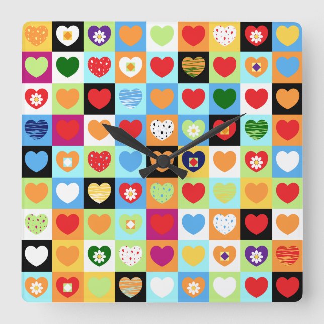 Colorful hearts, clock (Front)