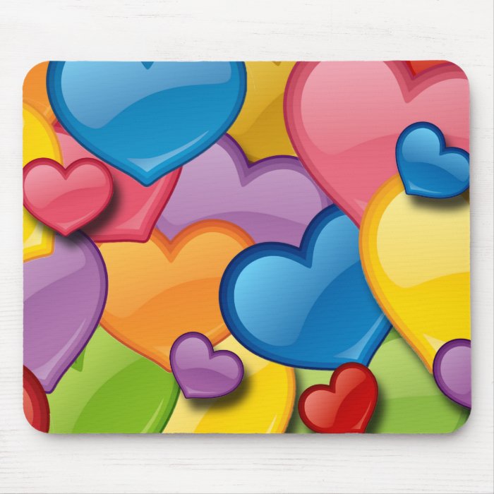 COLORFUL HEARTS COLLAGE MOUSE PAD