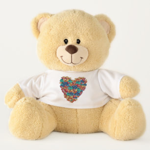 Colorful Hearts Collage Teddy Bear
