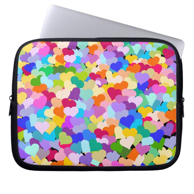Colorful Hearts Confetti laptop case (Front)