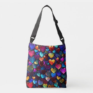 Colorful hearts crossbody bag