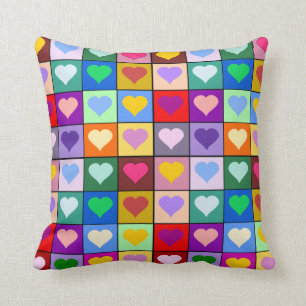 Colorful hearts cushion
