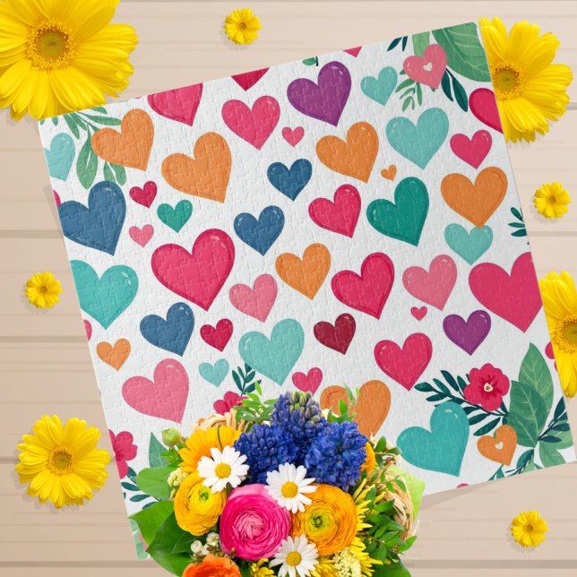Colorful hearts custom jigsaw puzzle (Creator Uploaded)