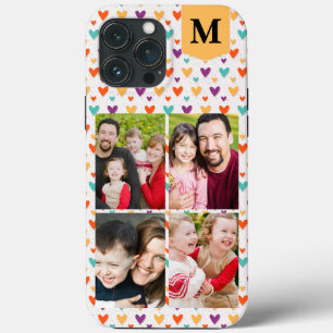  Colorful Hearts Custom Monogram 4-Photos  iPhone 13 Pro Max Case