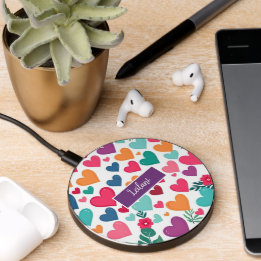 Colorful hearts custom wireless charger 