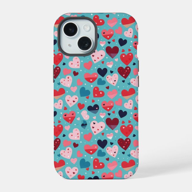 Colorful Hearts Cute Pattern Iphone Case (Back)