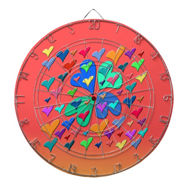 Colorful Hearts Dartboard (Front)