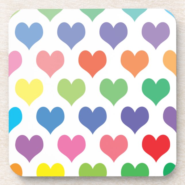 Colorful hearts design coaster (Front)