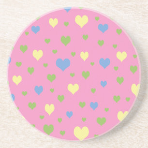Colorful hearts design coaster