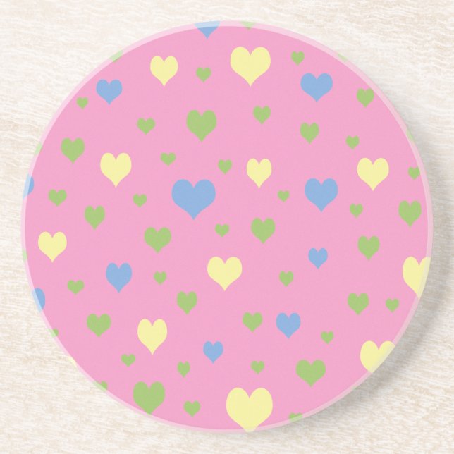 Colorful hearts design coaster (Front)